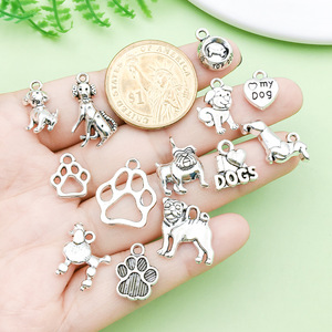 Pendentifs breloques chien en argent antique, accessoires de bijoux DIY, 20 styles, un de chaque pour bracelets et colliers - Product Image 2