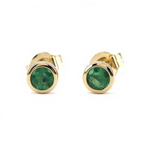 LUXESHINE Lab Grown <b>Emerald</b> <b>Stud</b> Earrings 18K Yellow Gold Brilliant Cut Third Party Certified Fine Jewelry for Women Party - Product Image 4