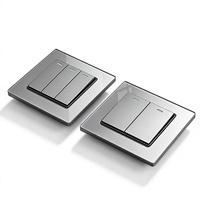 Interrupteur mural en verre trempé gris, prise 16A USB Type-C 250V 86mm x 86mm pour la rénovation de maisons, hôtels au Royaume-Uni, en Europe et aux États-Unis