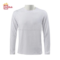 Bonne Qualité Unisexe Sublimation T-shirt Blanc 95% Polyester Hommes Manches Longues T-shirts Pour L'impression Par Sublimation