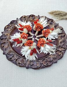 Handmade Fall Dried Flower Boutonniere Set for Men's <strong>Boho</strong> <strong>Rustic</strong> <strong>Wedding</strong> Anniversary Party <strong>Decor</strong> (Terracotta) - Product Image 5