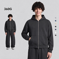 Sweat à capuche unisexe zippé en coton polyester 360 GSM, coupe ample, en molleton bouclette épais, personnalisable avec logo, style streetwear