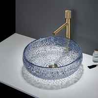 Lavabo en verre trempé transparent de haute qualité, coloré, pour hôtels, à poser sur comptoir