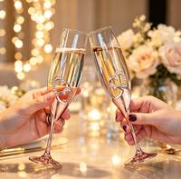 Flûtes à champagne élégantes en cristal avec strass, ensemble de coupes, souvenir de mariage, cadeau pour couple, fiançailles, Saint-Valentin