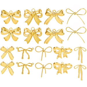 POWELL Stainless Steel Bow <strong>Pendant</strong> Versatile DIY Necklace Accessory with 18K Plated Gold <strong>Fashionable</strong> Style <strong>Charms</strong> - Product Image 2
