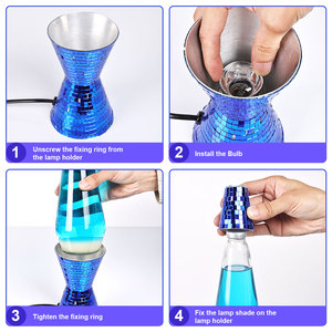 Xuyên biên giới dầu ngủ Quà Tặng đèn phòng ngủ tùy chỉnh đèn bàn 15 inch mạ điện sứ màu xanh kim loại bóng đèn Dung Nham Trắng - Product Image 4