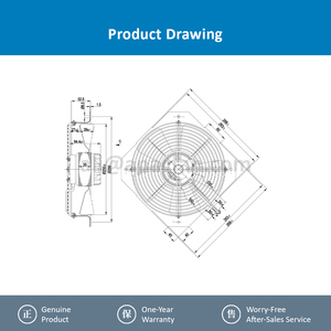 Ventilador Axial de Refrigeración ebmpapst W2D250-GA04-09 de 250 mm, 120 W, 0.27 A, 400 V CA, 2750 RPM, 225 m3/h, para Husillo, con Inversor Siemens - Product Image 4