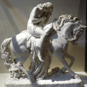 Sculpture de femme Godiva sur cheval en marbre blanc naturel taille réelle - Product Image 2