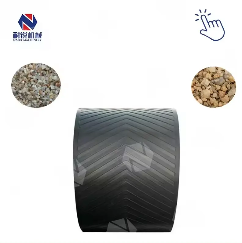 프로파일 된 돌 모래 및 자갈 공급 업체 시스템 Chevron 패턴 제조업체 판매용 나일론 고무 컨베이어 벨트