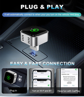Adaptador Inalámbrico 2 en 1 Universal para Carplay y Android Auto, Mini Dongle USB con Dos Cables de Conducción Térmica