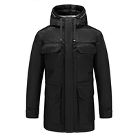 Manteau d'hiver pour homme grande taille, imperméable, rembourré en coton épais, avec capuche amovible, coupe ample, longueur moyenne, style salopette