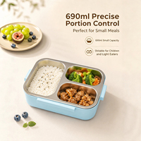 Boîte à lunch portable pour enfants, sans BPA, étanche, en acier inoxydable 304, 3 compartiments, réutilisable, pour l'école