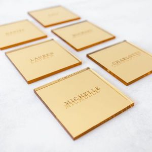 JIN PENG Tarjetas de Lugar de Acrílico Dorado con Estampado en Caliente y Soporte para Bodas, Banquetes, Reuniones, Fiestas, Etiquetas de Asientos - Product Image 3