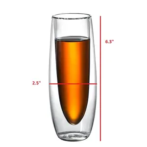 Biểu Tượng Tùy Chỉnh 5Oz Tùy Chỉnh Cách Nhiệt Stemless Đôi Tường Champagne Đôi Tường Sáo Thủy Tinh Cho Bridal Đảng