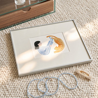 Peinture décorative moderne inspirée d'Instagram de style coréen pour chaton, cadre argenté, art mural pour salon, chambre à coucher, salle à manger