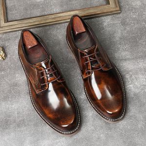 Nouvelles Chaussures Oxford en Cuir Véritable pour Hommes, à Lacets, en Cuir de Vachette de Qualité Supérieure, Habillées, à Bout Pointu, Confortables pour le Travail, Antidérapantes - Product Image 3