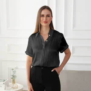 <span class=keywords><strong>Camicia</strong></span> di seta di gelso 19 Momme Charmeuse <span class=keywords><strong>camicia</strong></span> di seta 100% a <span class=keywords><strong>manica</strong></span> corta di base da <span class=keywords><strong>donna</strong></span> - Product Image 3