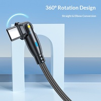 Câble de données à charge rapide Type-C 60W, rotatif à 180°, avec gaine tressée en nylon, compatible avec les téléphones et les ordinateurs portables