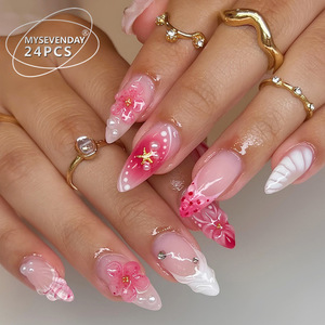 Faux ongles en acrylique 3D sculptés en forme de fleur, durables et légers, options de couleurs blanches, <span class=keywords><strong>pastel</strong></span> et vives - Product Image 2