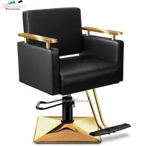 现代奢华高品质美容皮革头发便携式黑色理发店金属沙龙造型师椅