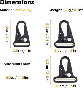 Black Luxury Waterproof Outdoor Olecranon Zinc Alloy <b>Hook</b> Buckle Clasp Tool Gear Hiking Carabiner Tactical Sling Snap <b>Clip</b> <b>Hook</b> - Product Image 2