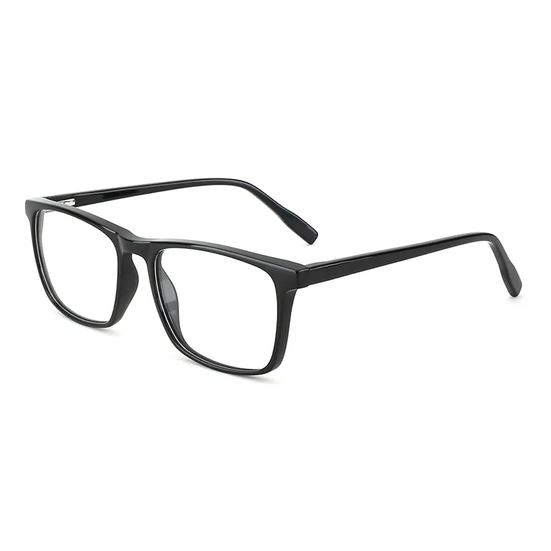 Lunettes de lecture rectangulaires carrées, monture noire Anti-lumière bleue, lentille transparente, lunettes en acétate