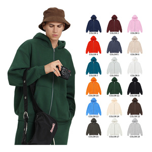 Sweat à capuche zippé OEM 2026 pour homme, 100 % coton de haute qualité, logo personnalisé, double fermeture éclair, technique d'impression brodée, épaules tombantes - Product Image 2