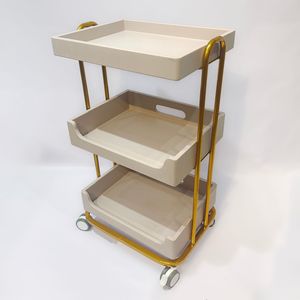 Chariot de rangement moderne blanc à 4 roues pour salons de beauté, salons de coiffure, bureaux à domicile et usage extérieur - Product Image 4
