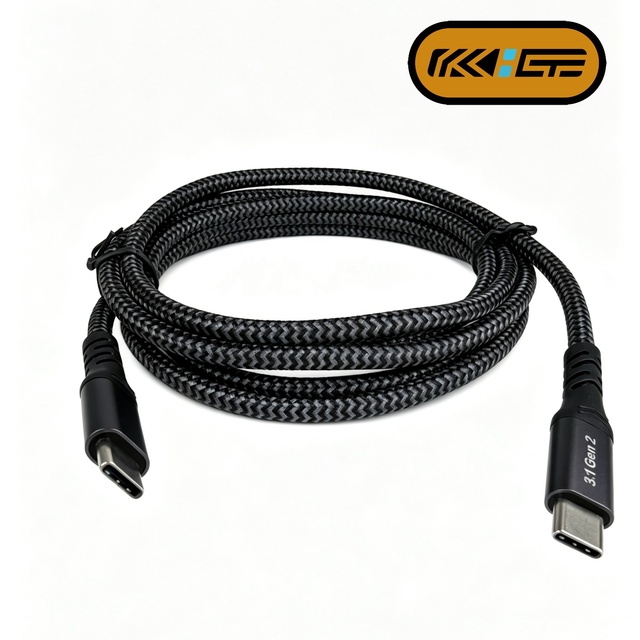 Cost Effective USB 3.1 Gen2 Dual Type-C Cable 5A 100W 10Gbps Data Transfer 4K Display E-Marker Braided Wire Eco-Friendly Nylon