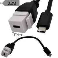 USB 3.1 Type C Mâle à Femelle Montage Sur Panneau Insérer Câble Adaptateur pour Prise Murale Plaque Frontale