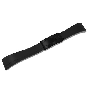 Bracelet de <span class=keywords><strong>montre</strong></span> de luxe respirant en caoutchouc et bois de 20 mm – Compatible Yacht-Master Noir/Vert - Product Image 1