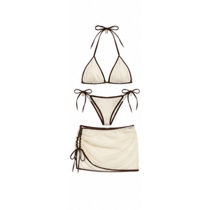 Women 3 Piece Bikini Set Push Up Triangle Bra Halter Swimwear Skirt <b>Beach</b> Bathing Suit - Product Image 2