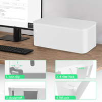 Lot de 2 boîtes de gestion de câbles électroniques en PVC blanc durable, organisateur de cordons, multiprises, protection contre les surtensions, gestion des fils, rallonge