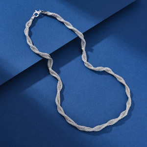 Collar <span class=keywords><strong>de</strong></span> <span class=keywords><strong>cadena</strong></span> <span class=keywords><strong>de</strong></span> malla doble <span class=keywords><strong>de</strong></span> <span class=keywords><strong>plata</strong></span> esterlina S925 a <span class=keywords><strong>precio</strong></span> <span class=keywords><strong>de</strong></span> fábrica, joyería <span class=keywords><strong>italiana</strong></span> con <span class=keywords><strong>cadena</strong></span> <span class=keywords><strong>de</strong></span> eslabones <span class=keywords><strong>de</strong></span> moda <span class=keywords><strong>de</strong></span> perlas chapada en oro <span class=keywords><strong>de</strong></span> 18 quilates - Product Image 2
