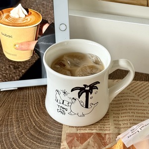 Wholesale Beach Theme Palm Tree Coffee Cup Ceramic Mug Custom Logo Printed - Product Image 2