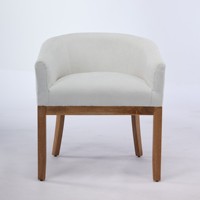 Chaises de salle à manger en forme de baril, style farmhouse moderne du milieu du siècle, revêtement en lin, structure en bois dur naturel, pieds en bois d'hévéa, meubles pour la maison