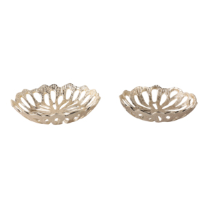Ciotole Decorative Traforate a Forma di Fiore, Piccole Scatole Portaoggetti in Metallo Dorato, Centrotavola - Product Image 3