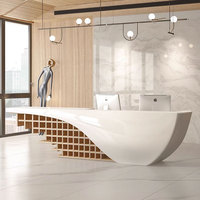 Comptoir de réception laqué blanc brillant, design moderne, pour bureau, salon de beauté, caisse, hall d'hôtel, bar, console