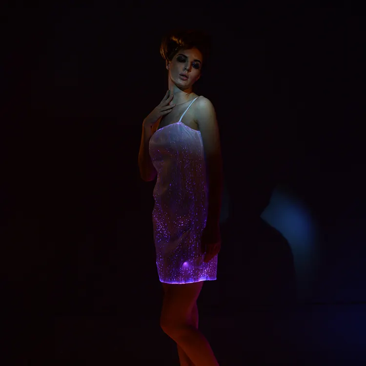 Vestido de iluminação led rgb, cores brilhantes, vestido de cabarete, roupa noturna sensual erótica, para mulheres