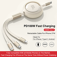 100W Charge Rapide Type C Câble Rétractable Super Rapide Charge USB C USB-C Cordon De Données Tresse pour IOS Ordinateur Portable Chargeur Câble Données