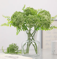 30cm Kunstmatige Groene Allium Bloemstuk, Bolvormige Knopclusters, Varenblad, Glazen Vaas, Op Maat OEM, Decoratie voor Huis en Kantoor