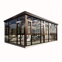 Véranda en aluminium sur mesure, isolée, résistante au vent, avec verre creux trempé, pour balcons de villas et cours.