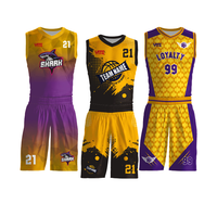 Ensemble d'uniformes de basketball personnalisés - Tissu respirant 160 GSM, anti-humidité, résistant à la décoloration (plus de 60 lavages), sublimation UPF 50, extensible dans les 4 sens