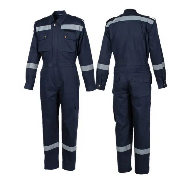 100% Puur Katoen Hi Vis Werk Uniform Wearable Reflecterende Covealls Veiligheid Mannen Werkkleding Overall