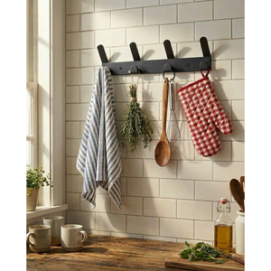 Perchero de Pared Metálico Arvid, Acero con Recubrimiento en Polvo Mate, Funcional y Elegante, Ganchos para Ropa Montados en la Pared para Entrada o Dormitorio - Product Image 4