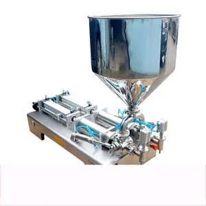 점성 액체 과립 고추 소스 두꺼운 소스 풀을 위한 자동적인 두 배 맨 위 병 충전물 기계