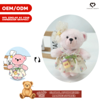 Teddy Bear Teddy ISLAND sous licence mondiale, adorable petite poupée en peluche super douce, avec jupe à fleurs bleues fraîches, style 'Girl Heart'