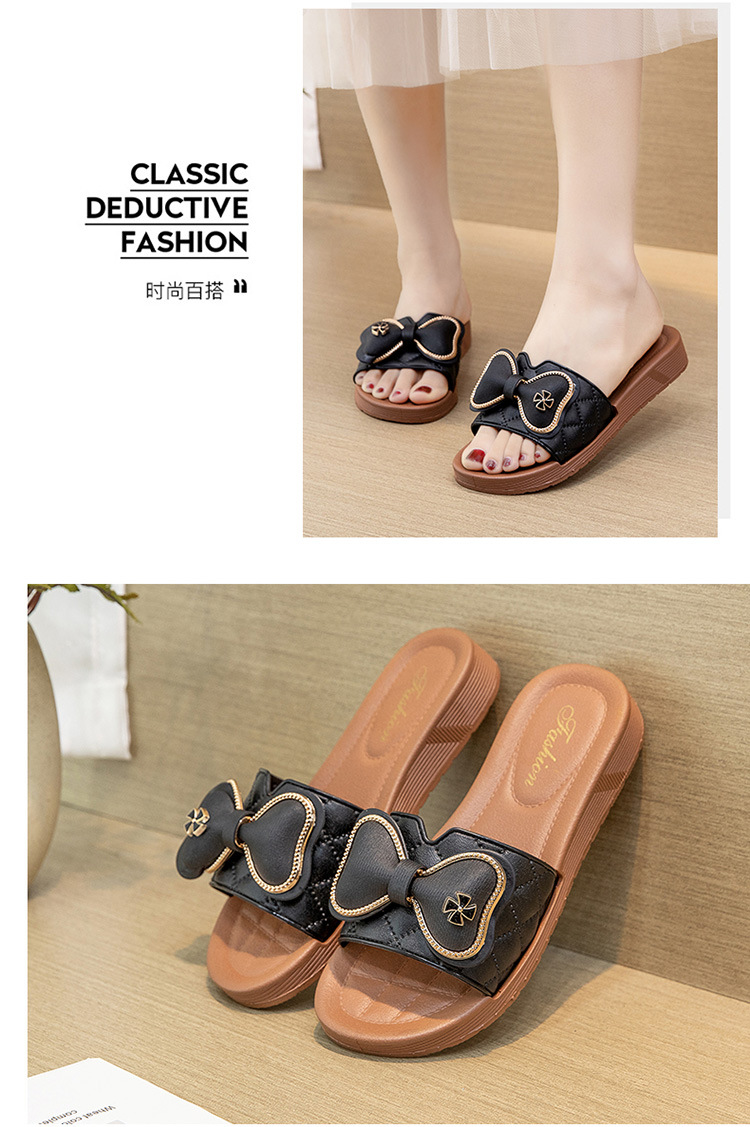 Summer Bow Sandals Lady Casual Shoes Non-slip Beach Flat Platform Slippers Women