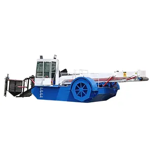 Automatic unloading river cleaner harvesting machine seaweeds skimmer trash cleaning boat