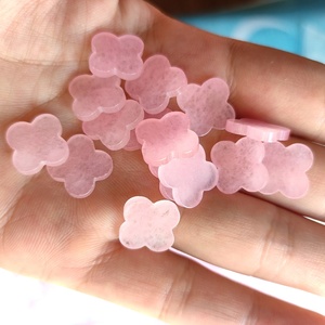 Custom Quartz Clover Gemstone Loose <strong>Pink</strong> <strong>Jade</strong> Four Leaf Clover <strong>Stone</strong> - Product Image 2